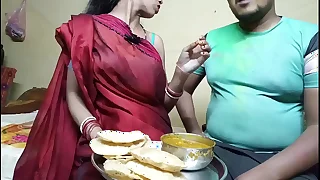 Waggish time Indian festival holi rejoice in with neaughbour wife